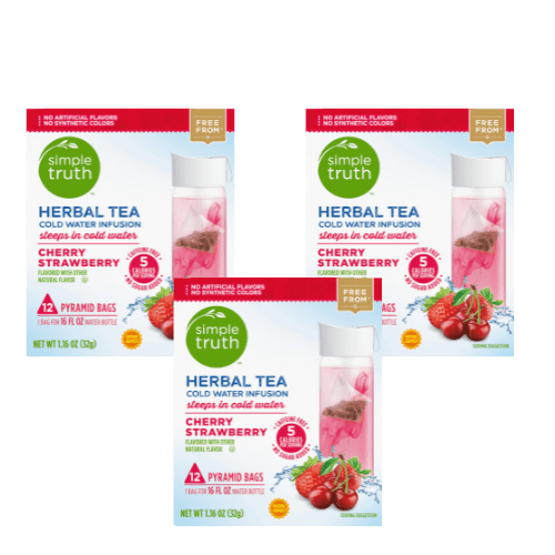 Simple Truth Herbal Tea Cherry Strawberry 12 Count Pyramid Bags 3 Pack