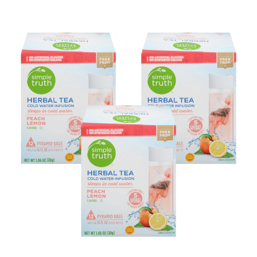 Simple Truth Herbal Tea Peach Lemon Cold Water Infusion 36 Count,3 Pack