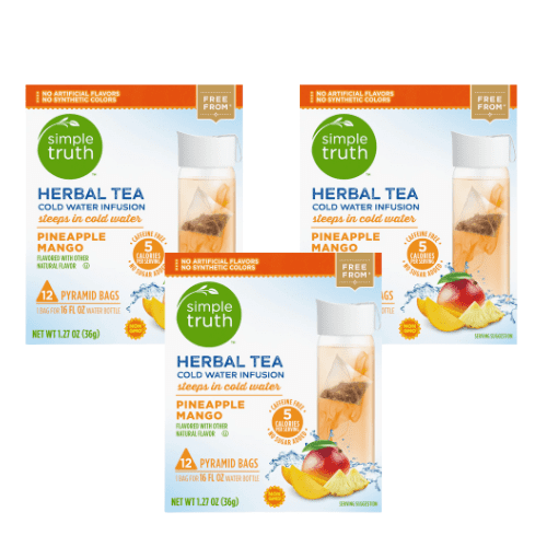 Simple Truth Herbal Tea Pineapple Mango 12 Count Pyramid Bags,3 Pack