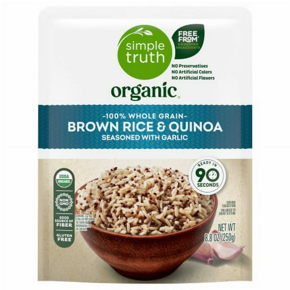Simple Truth Organic 90 Second Garlic Flavored 100% Whole Grain Brown Rice & Quinoa