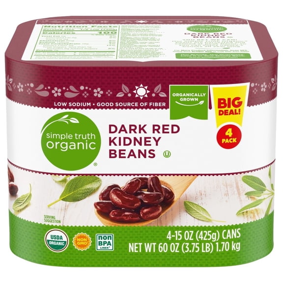 Simple Truth Organic Dark Red Kidney Beans 4 ct / 15 oz - Pack of 2