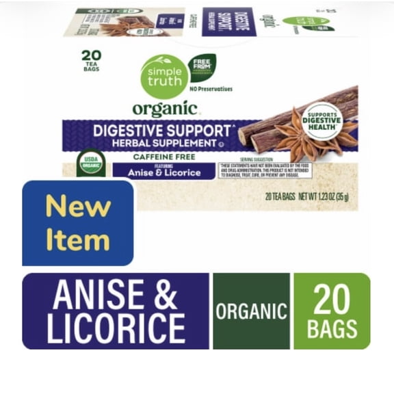 Simple Truth Organic Digestive Support Anise and Licorice Tea, 20 Tea Bags (1 Box)