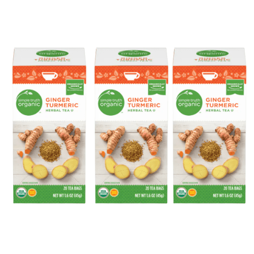 Simple Truth Organic Ginger Turmeric Herbal Tea, 20 Count, 1.6 oz, 3 Pack