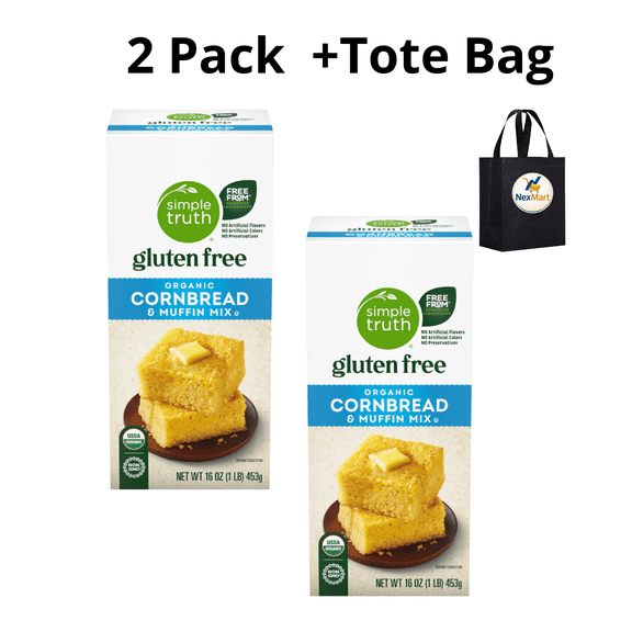 Simple Truth Organic Gluten Free Cornbread & Muffin Mix 16 oz 2 PK + Reusable Tote Bag