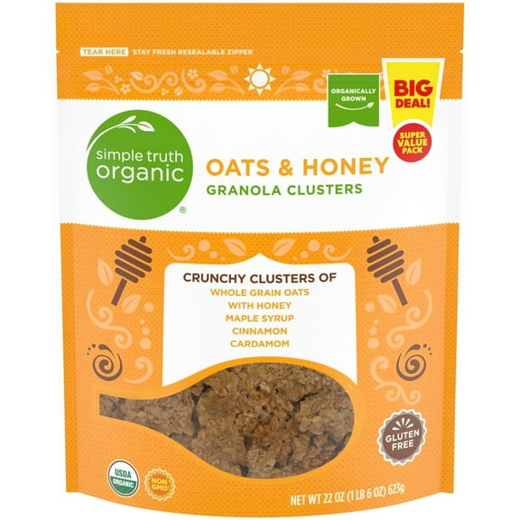 Simple Truth Organic Granola Clusters Oats & Honey -- 22 Oz