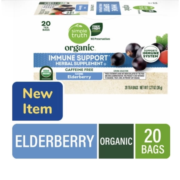 Simple Truth Organic Immune Support Elderberry Tea, 20 Tea Bags (1 Box)