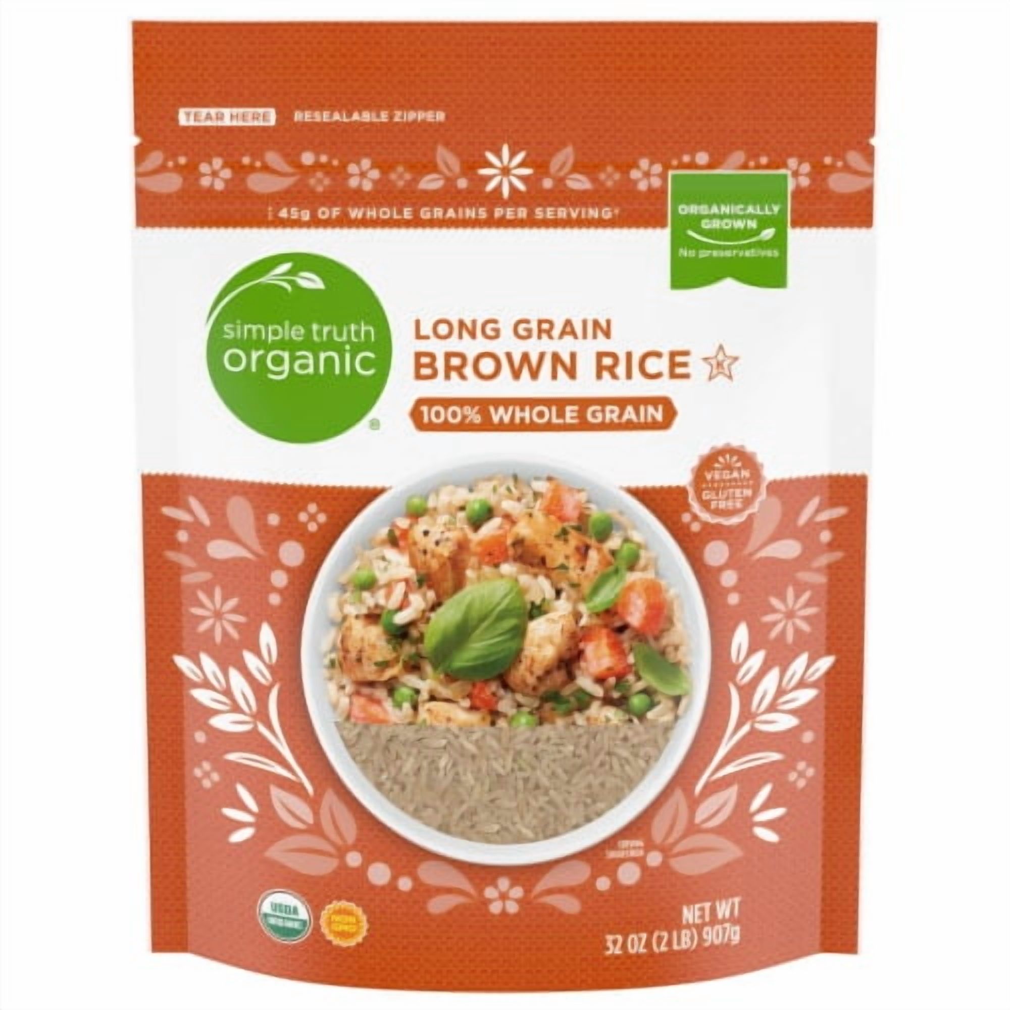 Simple Brand Rice Simple Truth Organic Long Grain Brown Rice - 32 oz - Walmart.com