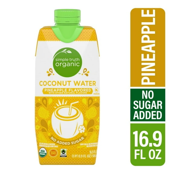 Simple Truth Organic Pineapple Flavored No Sugar Added Coconut Water Carton 16.9 fl oz - Pack of 1