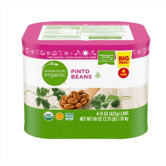Simple Truth Organic Pinto Beans, Organically Grown, Low Sodium, Non-GMO, 2 Pack