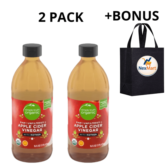 Simple Truth Organic Raw Unfiltered Apple Cider Vinegar With Mother, 16 fl oz , 2 Pack