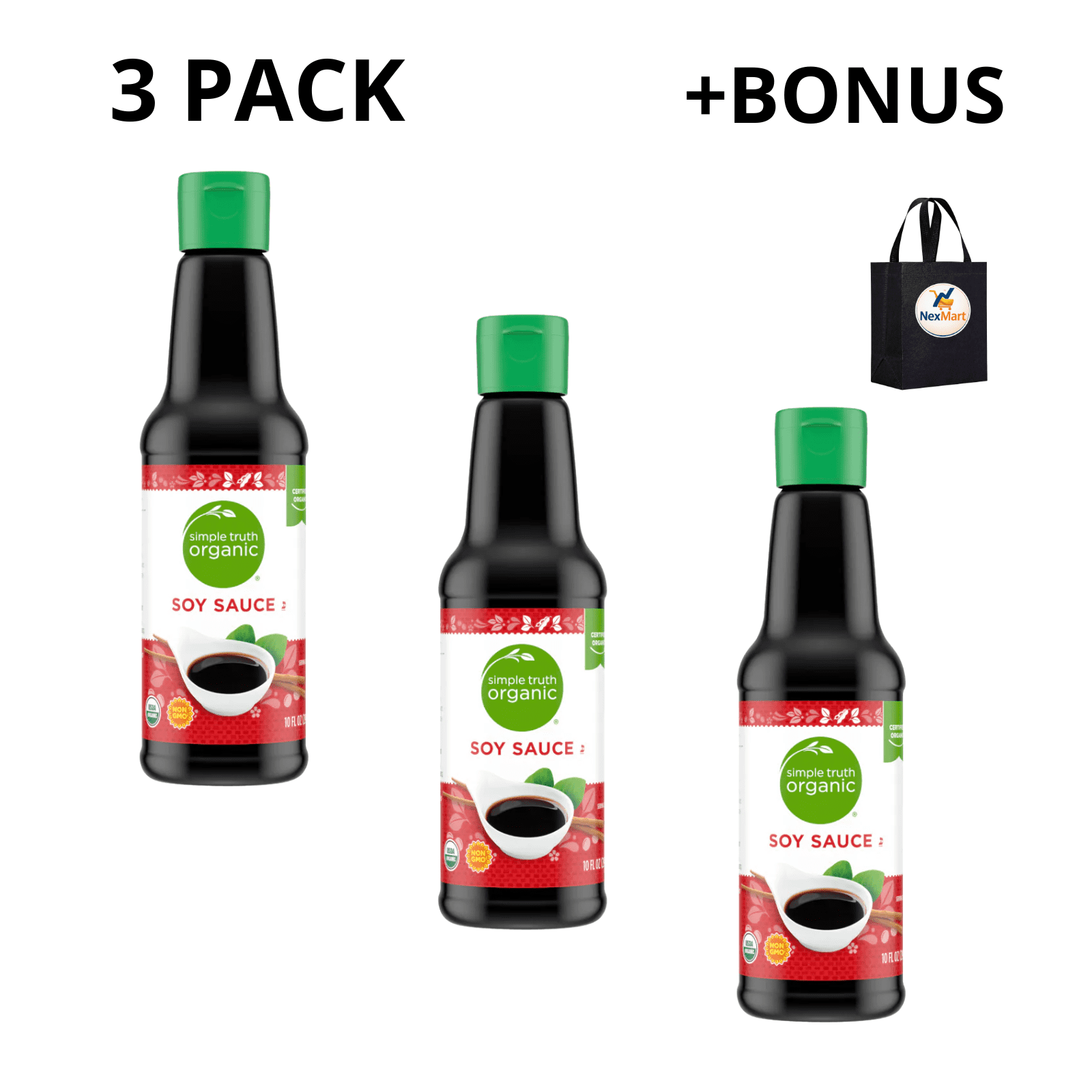 Simple Truth Organic Soy Sauce 10 Fl Oz , 3 Pack + Bonus