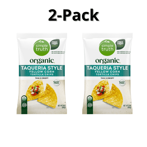 Simple Truth Organic Taqueria Style Yellow Corn Tortilla Chips, Thin & Crispy, Organic, 2-Pack, 9 oz