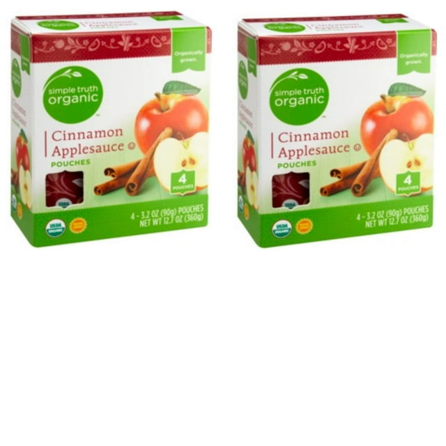 Simple Truth Organic Unsweetened Applesauce 4 count Pouches (Pack of 2