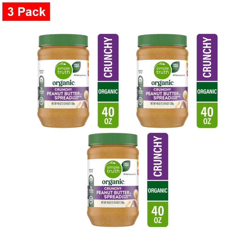 Simple Truth Peanut Butter Crunchy No Stir 40 oz - 3 Pack