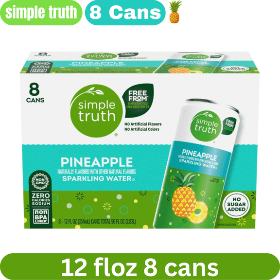 Simple Truth Pineapple Sparkling Seltzer Water, 12 fl oz Cans, 8-Pack