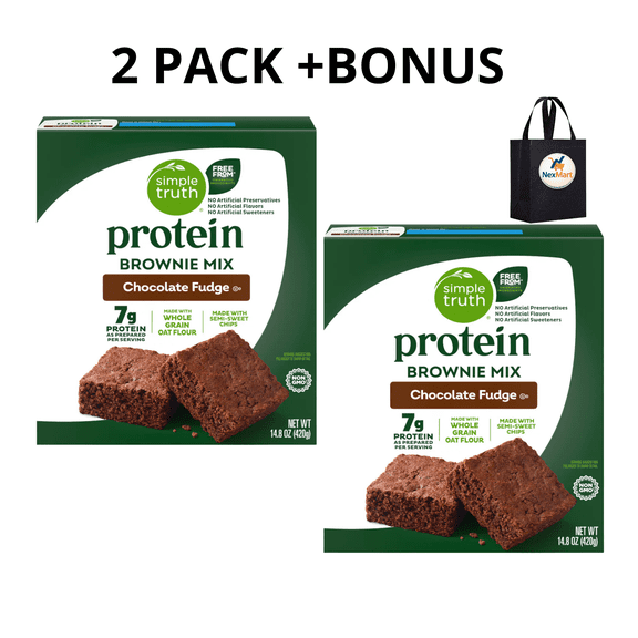 Simple Truth Protein Brownie Mix Chocolate Fudge 14.8 Oz , 2 Pack + Bonus
