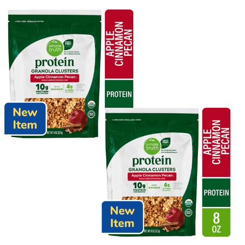 Simple Truth Protein Granola Clusters Apple Cinnamon Pecan 8 Oz,2 Pack
