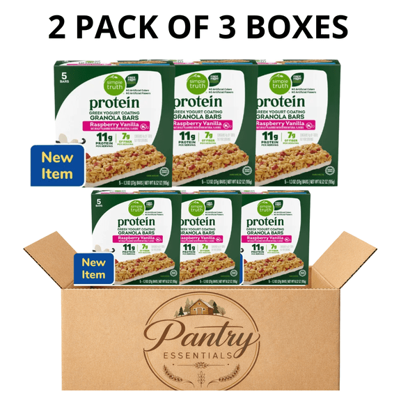 Simple Truth Protein Greek Yogurt Coating Raspberry Vanilla Granola Bars, 5 Count,2 Pack