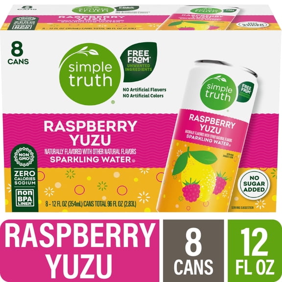 Simple Truth Raspberry Yuzu Seltzer Water, 12 fl oz, 8 Count, No Sugar, Zero Calorie per Can