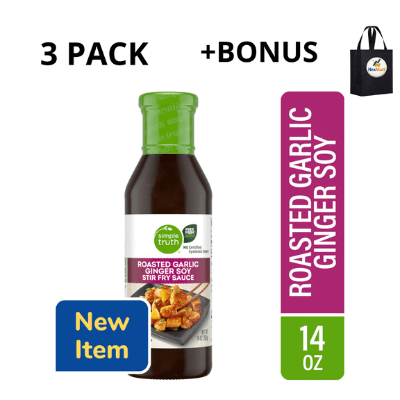 Simple Truth Roasted Garlic Ginger Soy Stir Fry Sauce, 14 oz , 3 Pack + Bonus