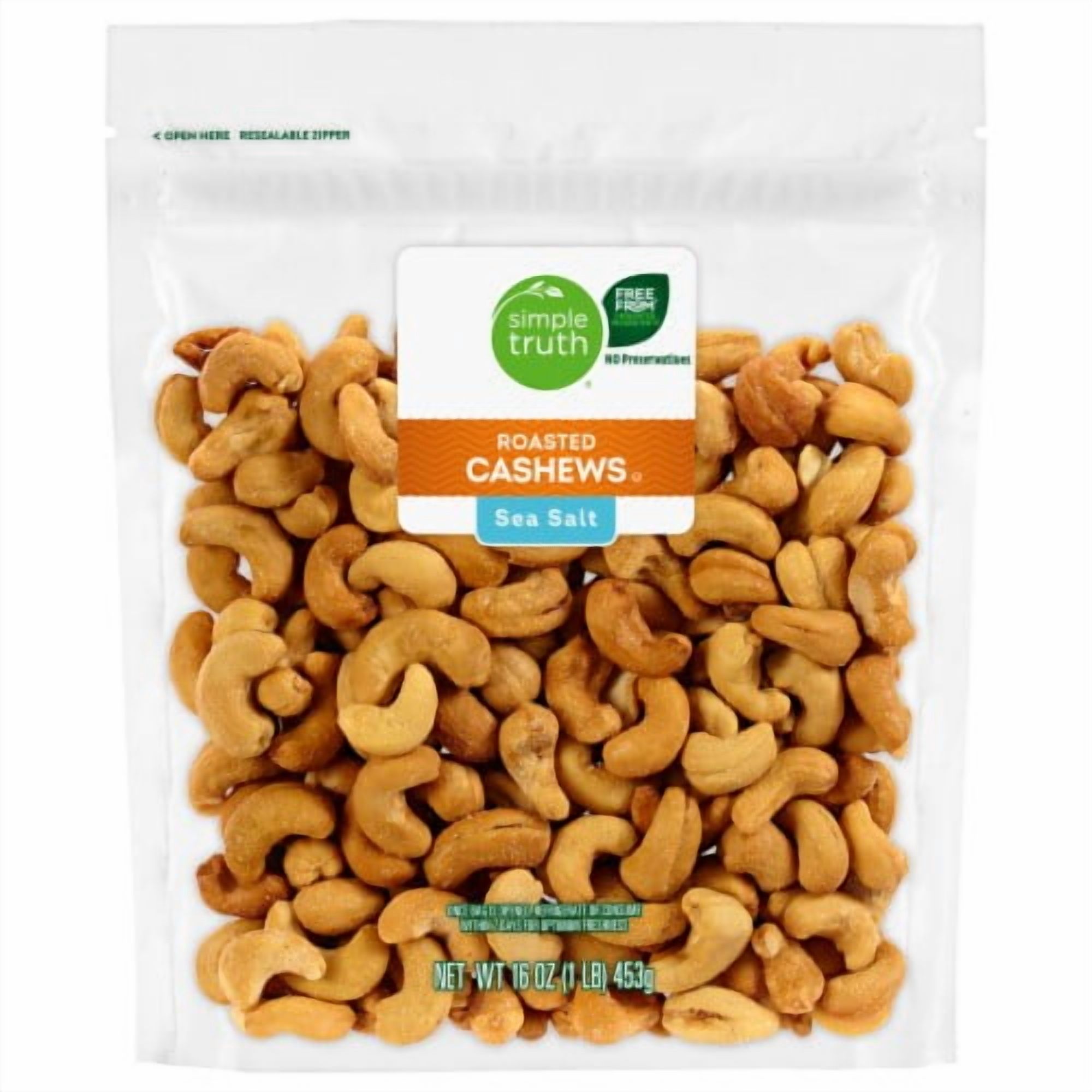 2X - Simple Truth Sea Salt Roasted Cashew Nuts 16 oz