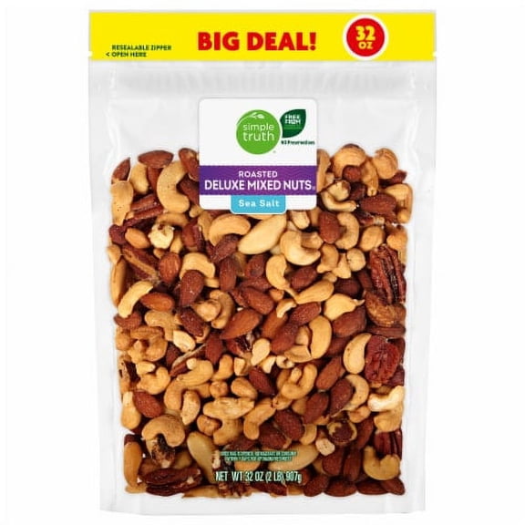 Simple Truth Sea Salt Roasted Deluxe Mixed Nuts BIG Deal! - 32 oz