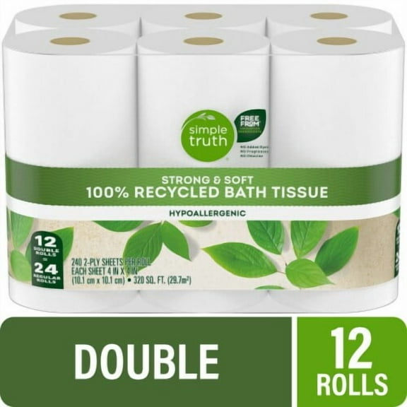 Simple Truth Toilet Paper 100% Recycled Double Roll 12 rolls