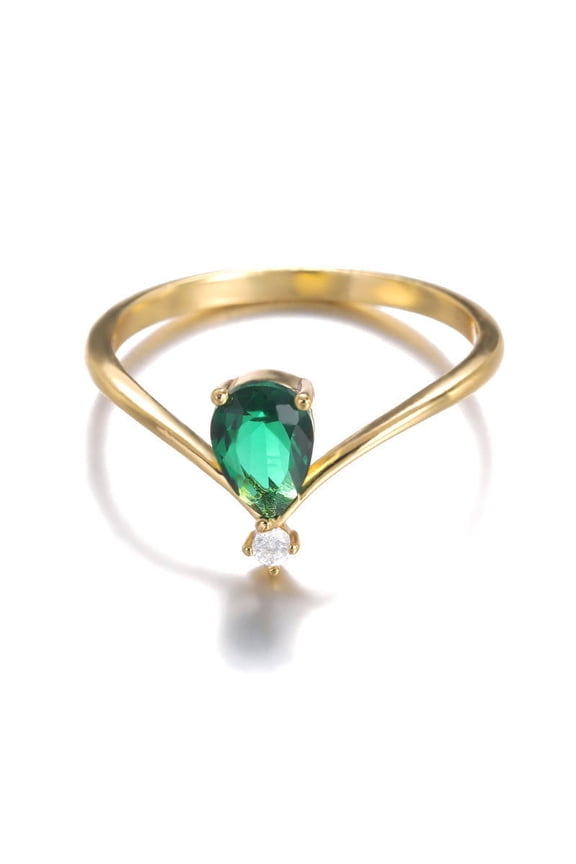 Simple V-shaped December Birthstone Male And Female Couple Rings