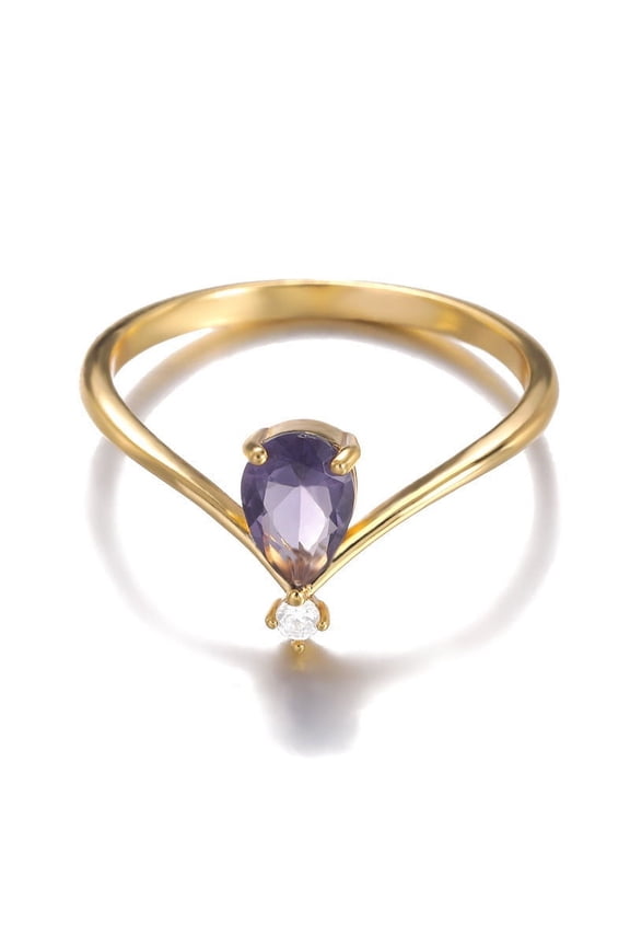 Simple V-shaped December Birthstone Male And Female Couple Rings