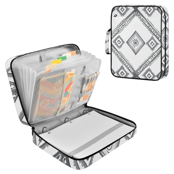 Simple Vector Abstract Shapes Accordion File Organizer Expanding File Folder 3-Ring Binder Bag 500 Sheets A4 Size