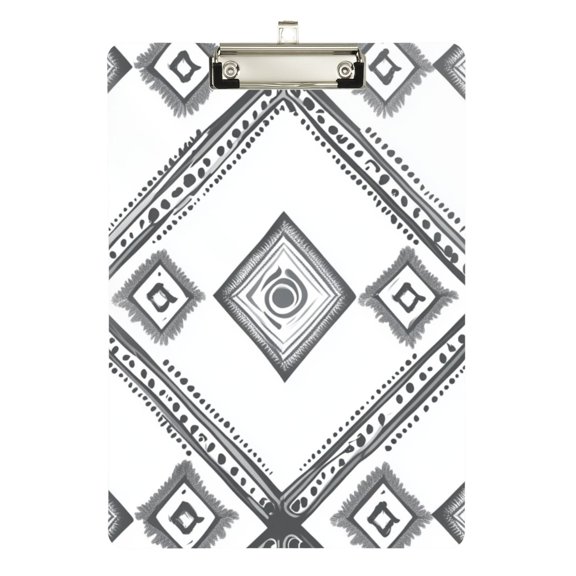 Simple Vector Abstract Shapes Acrylic Clipboard Drawing Board with Hook Writing Pad File Storage A4 Size Silver 12.5" x 9"