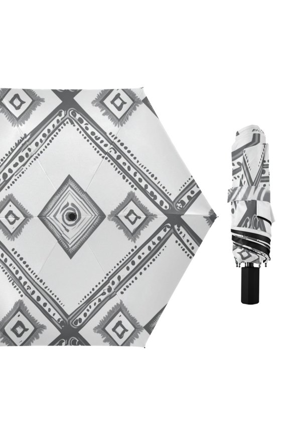 Simple Vector Abstract Shapes All Weather Umbrella Triple Folding Parasol 6 Ribs UV Protection Portable