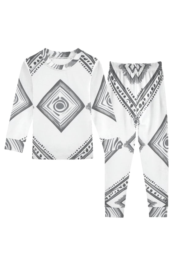 Simple Vector Abstract Shapes Cotton Pajama Set Long Sleeve Top and Pants Sleepwear Unisex 3T