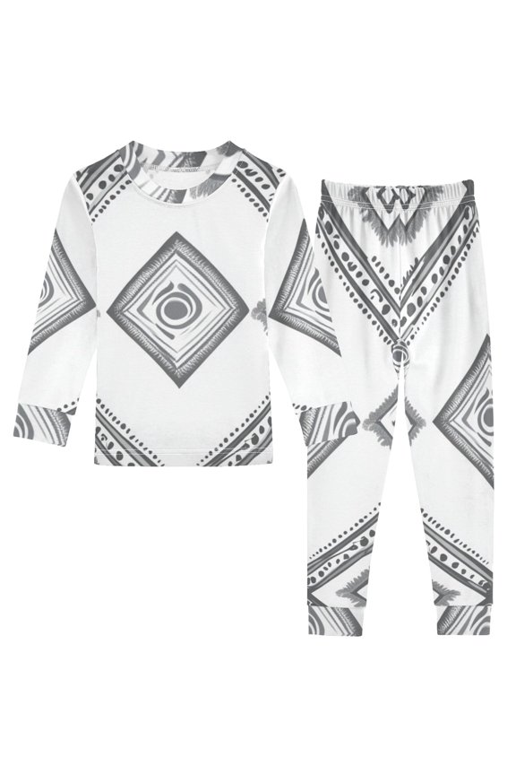 Simple Vector Abstract Shapes Cotton Pajama Set Long Sleeve Top and Pants Sleepwear Unisex 4T