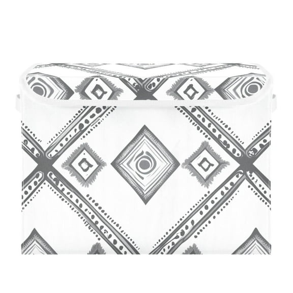 Simple Vector Abstract Shapes Foldable Storage Bin with Lid and Handle Collapsible Storage Box 16.5 x 12.6 x 11.8 inches