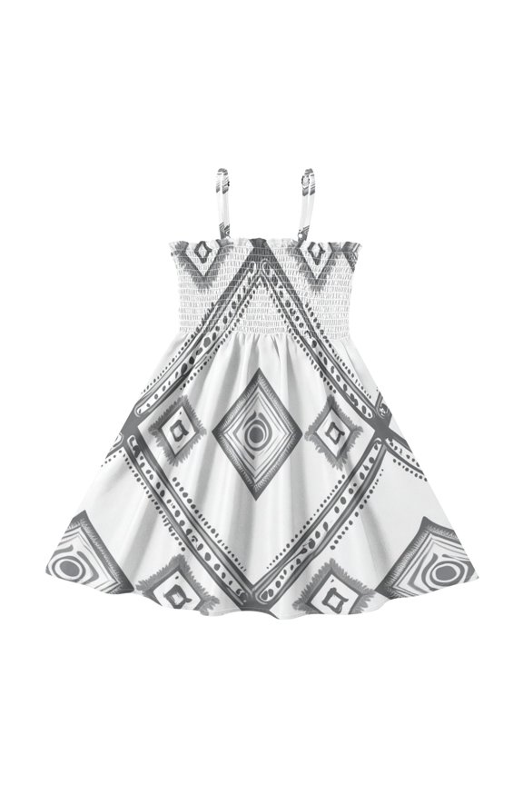 Simple Vector Abstract Shapes Girl's Adjustable Cami Dress Casual Sundress Smocked Ruffle A-Line 2T