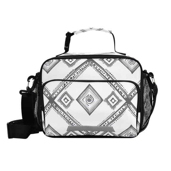 Simple Vector Abstract Shapes Insulated Lunch Bag Portable Cooler Bag Mommy Bag Large Capacity 6L