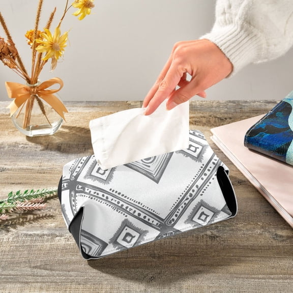 Simple Vector Abstract Shapes Leather Tissue Box Cover Rectangle Tissue Holder Foldable