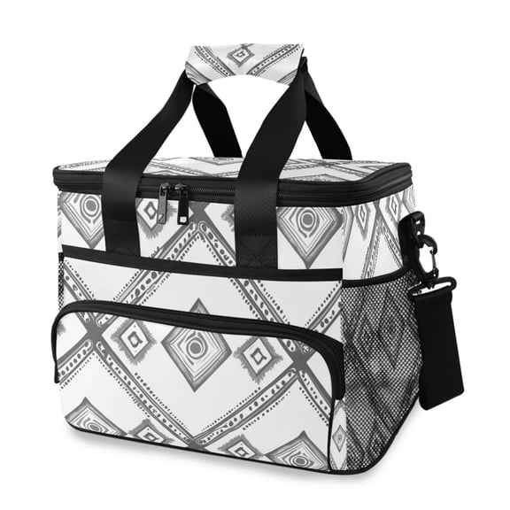 Simple Vector Abstract Shapes Portable Cooler Lunch Box Reusable Insulated Lunch Bag Leakproof 15L