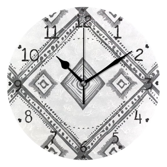 Simple Vector Abstract Shapes Round Wall Clock Silent Analog Battery Operated Black Pointer Home Decor 9.84" Diameter