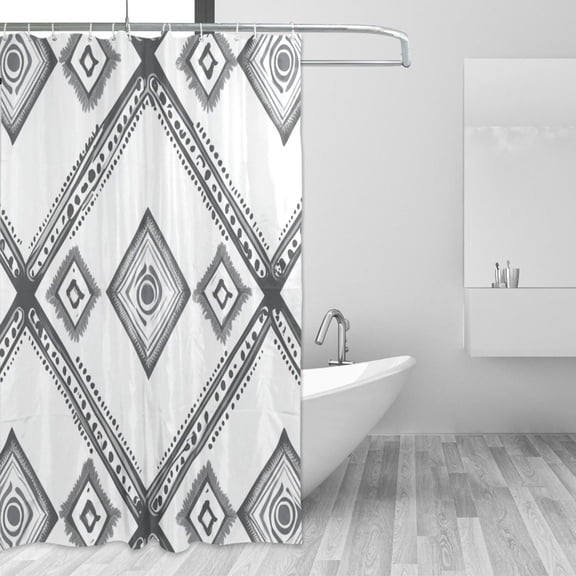 Simple Vector Abstract Shapes Shower Curtains with 12 Hooks Waterproof Bathroom Decor 66" x 72"