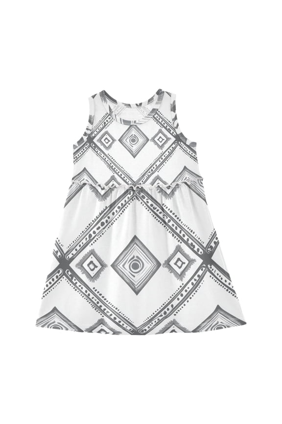 Simple Vector Abstract Shapes Sleeveless Dress A-Line One-Piece Dress Quick Dry 3T