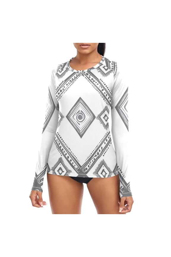 Simple Vector Abstract Shapes Women's Rash Guard Shirts UPF 50+ Sun Protection Clothing Long Sleeve Swim Suits XL