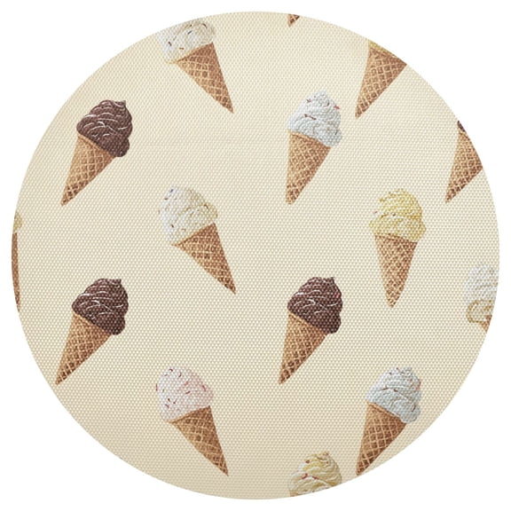 Simple Vector Ice Cream Beige Background PVC Round Grid Placemat Table Mat 1 Pc 15.4" x 15.4"