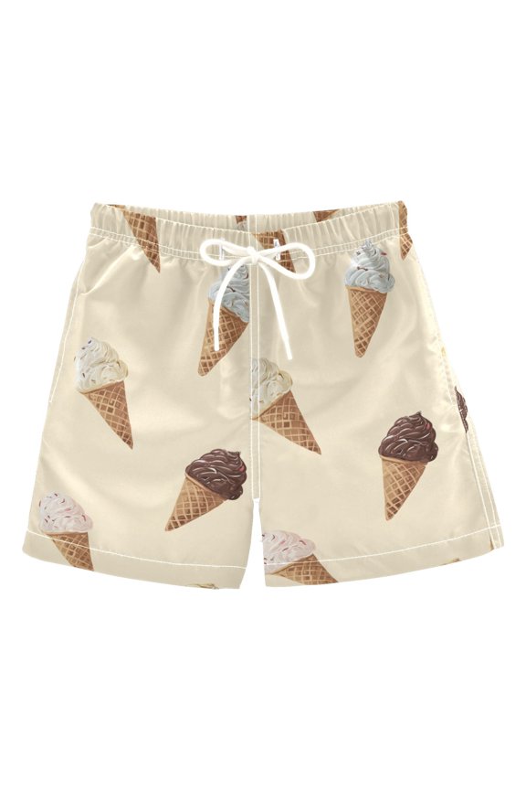 Simple Vector Ice Cream Beige Background Swim Trunks Board Shorts Beach Pants Bathing Bottoms 3T