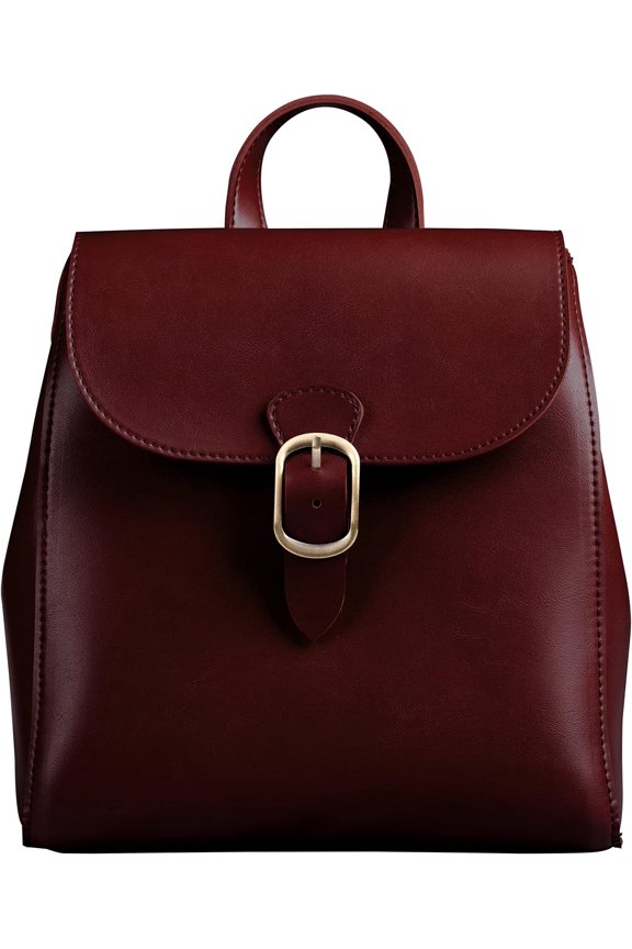 Simple Vegan Leather Flap 3 Way Convertible Backpack For Women Classic Faux Leather Fashion Daypack (Red)