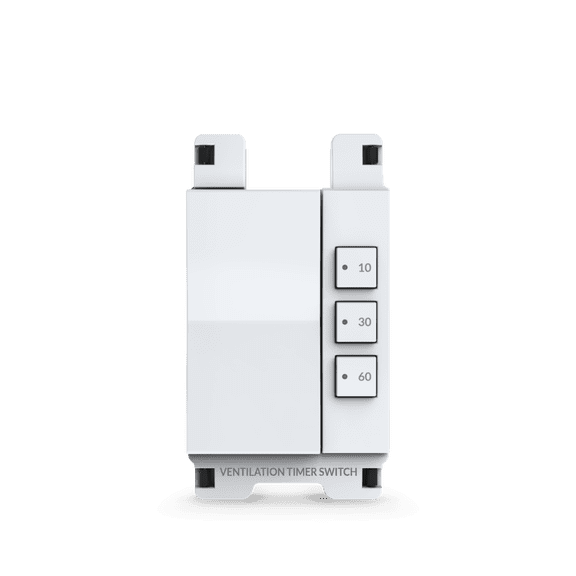 Simple Ventilation Timer Switch by Deako, Single-Pole, 10/30/60 Minute Presets, Manual On/Off Control, White