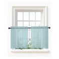 thumbnail image 1 of Simple Vertical Stripes Tier Curtains 24 Inch Length,Sheer Curtains for Bedroom Living Room Summer Coastal Lines Style Blue Green Short Kitchen Curtains for Small Half Window 27.5"x24" 2 Panels, 1 of 7