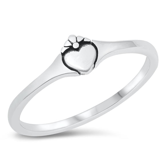 Simple Vintage Heart Love Ring .925 Sterling Silver Band Jewelry Female Male Unisex Size 5
