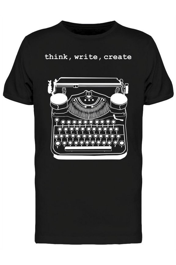 Simple Vintage Typewriter T-Shirt Men -Image by Shutterstock, Male Large